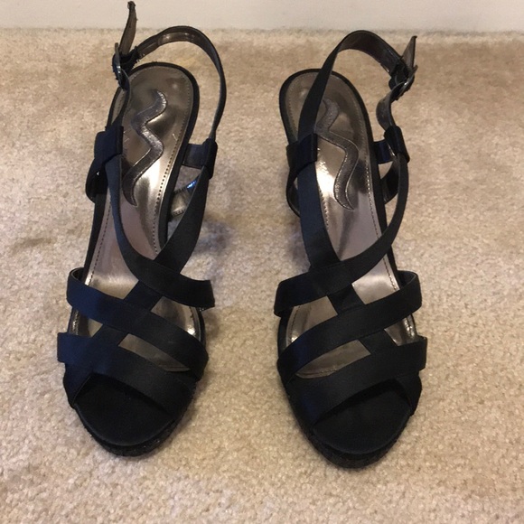 Black Strappy Heels w/ Glitter - Picture 2 of 4